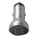 Kép 3/8 - Ładowarka samochodowa Baseus z wyświetlaczem, 2x USB, 4,8A, 24W (srebrna)
