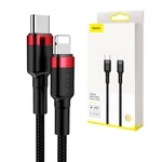 Kép 1/10 - Baseus Cafule USB-C - Lightning PD kábel, 18 W, 1 m (fekete-piros)