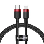 Kép 2/11 - Baseus Cafule USB-C - Lightning PD kábel, 18 W, 1 m (fekete-piros)