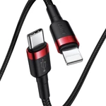 Kép 3/11 - Baseus Cafule USB-C - Lightning PD kábel, 18 W, 1 m (fekete-piros)