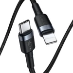 Kép 4/11 - Baseus Cafule USB-C - Lightning PD kábel, 18 W, 1 m (fekete-szürke)