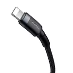 Kép 7/10 - USB-C-Lightning PD Baseus Cafule kábel, 18 W, 1 m (fekete/szürke)
