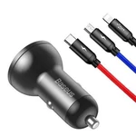 Kép 5/6 - Baseus autós töltő 24 W-os kijelzővel + 3 az 1-ben Baseus három elsődleges szín 1,2 m-es USB kábel