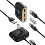 Kép 4/9 - Baseus Square Round 4 az 1-ben hordozható adapter, 1x USB 3.0 + 3x USB 2.0, 1 m (fekete)