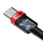 Kép 5/9 - Baseus Cafule USB-C-USB-C kábel, QC 3.0, PD 2.0, 100 W, 5A, 2 m (piros-fekete)