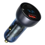 Kép 2/10 - Baseus Particular Digital Display autós töltő kijelzővel, USB + USB-C, QC3.0 + PD, 5A, 65 W (szürke) + USB-C kábel, 1 m, 100 W (fekete)