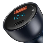Kép 5/10 - Baseus Particular Digital Display autós töltő kijelzővel, USB + USB-C, QC3.0 + PD, 5A, 65 W (szürke) + USB-C kábel, 1 m, 100 W (fekete)