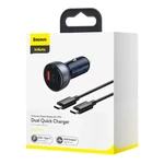 Kép 8/10 - Baseus Particular Digital Display autós töltő kijelzővel, USB + USB-C, QC3.0 + PD, 5A, 65 W (szürke) + USB-C kábel, 1 m, 100 W (fekete)