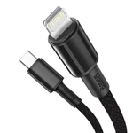 Kép 3/9 - Baseus USB-C - Lightning kábel, nagy sűrűségű fonott, 20 W, 5 A, PD, 1 m (fekete)