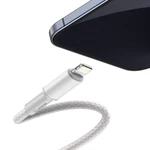 Kép 5/9 - Baseus Lightning USB-C kábel, nagy sűrűségű fonott, 20W, 5A, PD, 1 m (fehér)