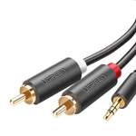 Kép 2/2 - UGREEN AV102 2x RCA (Cinch) jack 3,5 mm-es kábel, 2m (fekete)