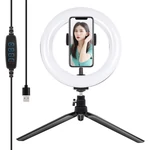 Kép 1/3 - Puluz PKT3073B Ring lámpa / LED állvány telefontartóval, 20cm
