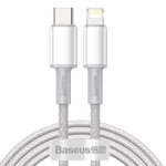 Kép 1/7 - Baseus USB-C - Lightning kábel, nagy sűrűségű fonott, 20 W, PD, 2 m (fehér)