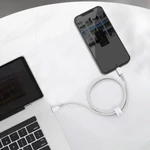 Kép 3/7 - Baseus USB-C - Lightning kábel, nagy sűrűségű fonott, 20 W, PD, 2 m (fehér)