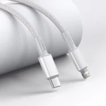Kép 4/7 - Baseus USB-C - Lightning kábel, nagy sűrűségű fonott, 20 W, PD, 2 m (fehér)