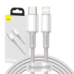 Kép 7/7 - Baseus USB-C - Lightning kábel, nagy sűrűségű fonott, 20 W, PD, 2 m (fehér)
