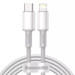 Kép 1/7 - Baseus USB-C - Lightning kábel, nagy sűrűségű fonott, 20 W, PD, 2 m (fehér)