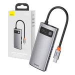 Kép 1/9 - Baseus Metal Gleam Series 4 az 1-ben hub, USB-C - USB 3.0 + USB 2.0 + HDMI + USB-C PD (szürke)