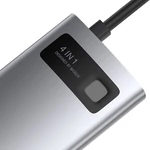 Kép 5/9 - Baseus Metal Gleam Series 4 az 1-ben hub, USB-C - USB 3.0 + USB 2.0 + HDMI + USB-C PD (szürke)