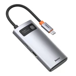 Kép 6/9 - Baseus Metal Gleam Series 4 az 1-ben hub, USB-C - USB 3.0 + USB 2.0 + HDMI + USB-C PD (szürke)