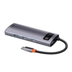 Kép 4/9 - Baseus Metal Gleam Series 5 az 1-ben hub, USB-C - 3x USB 3.0 + HDMI + USB-C PD (szürke)