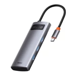 Kép 6/9 - Baseus Metal Gleam Series 5 az 1-ben hub, USB-C - 3x USB 3.0 + HDMI + USB-C PD (szürke)