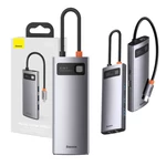 Kép 1/9 - Baseus Metal Gleam Series 6 az 1-ben hub, USB-C - 3x USB 3.0 + HDMI + USB-C PD + Ethernet RJ45 (szürke)