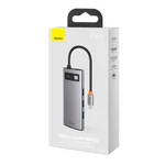 Kép 8/9 - Baseus Metal Gleam Series 6 az 1-ben hub, USB-C - 3x USB 3.0 + HDMI + USB-C PD + Ethernet RJ45 (szürke)
