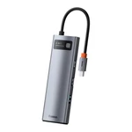 Kép 3/9 - Baseus Metal Gleam Series 8 az 1-ben hub, USB-C - 3x USB 3.0 + HDMI + USB-C PD + Ethernet RJ45 + microSD / SD (szürke)