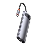 Kép 7/9 - Baseus Metal Gleam Series 8 az 1-ben hub, USB-C - 3x USB 3.0 + HDMI + USB-C PD + Ethernet RJ45 + microSD / SD (szürke)