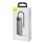 Kép 8/9 - Baseus Metal Gleam Series 8 az 1-ben hub, USB-C - 3x USB 3.0 + HDMI + USB-C PD + Ethernet RJ45 + microSD / SD (szürke)