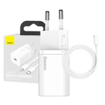 Kép 1/9 - Baseus Super Si gyorstöltő 1C 20W adapter 1 m-es USB-C-Lightning kábellel (fehér)
