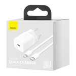 Kép 8/9 - Baseus Super Si gyorstöltő 1C 20W adapter 1 m-es USB-C-Lightning kábellel (fehér)