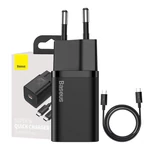 Kép 1/13 - Baseus Super Si 1C 25W gyorstöltő adapter 1 m-es USB-C-USB-C kábellel (fekete)