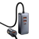Kép 2/9 - Baseus Share Together autós töltő hosszabbítóval, 3x USB, USB-C, 120W (szürke)