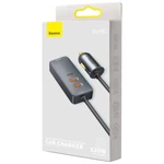 Kép 10/10 - Baseus Share Together autós töltő hosszabbító kábellel, 2x USB, 2x USB-C, 120W (szürke)