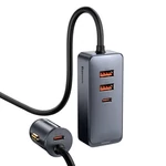 Kép 1/10 - Baseus Share Together autós töltő hosszabbítóval, 2x USB, 2x USB-C, 120W (szürke)
