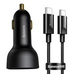 Kép 1/10 - Baseus Superme USB autós töltő, USB-C, 100W + USB-C kábel (fekete)