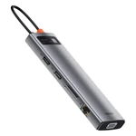 Kép 3/9 - Baseus Metal Gleam Series 11 az 1-ben hub, USB-C - 3x USB 3.0 + 2x HDMI + USB-C PD + Ethernet RJ45 + microSD / SD + VGA + AUX