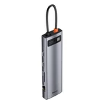 Kép 4/9 - Baseus Metal Gleam Series 11 az 1-ben hub, USB-C - 3x USB 3.0 + 2x HDMI + USB-C PD + Ethernet RJ45 + microSD / SD + VGA + AUX