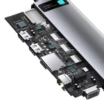Kép 5/9 - Baseus Metal Gleam Series 11 az 1-ben hub, USB-C - 3x USB 3.0 + 2x HDMI + USB-C PD + Ethernet RJ45 + microSD / SD + VGA + AUX