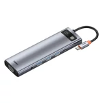Kép 6/9 - Baseus Metal Gleam Series 11 az 1-ben hub, USB-C - 3x USB 3.0 + 2x HDMI + USB-C PD + Ethernet RJ45 + microSD / SD + VGA + AUX