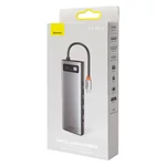 Kép 8/9 - Baseus Metal Gleam Series 11 az 1-ben hub, USB-C - 3x USB 3.0 + 2x HDMI + USB-C PD + Ethernet RJ45 + microSD / SD + VGA + AUX