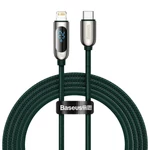 Kép 1/11 - Baseus USB-C-Lightning kijelzőkábel, PD, 20 W, 2 m (zöld)