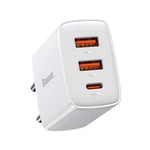 Kép 2/7 - Baseus kompakt gyorstöltő, 2xUSB, USB-C, PD, 3A, 30 W (fehér)