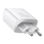 Kép 4/7 - Baseus kompakt gyorstöltő, 2xUSB, USB-C, PD, 3A, 30 W (fehér)