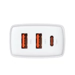 Kép 5/7 - Baseus kompakt gyorstöltő, 2xUSB, USB-C, PD, 3A, 30 W (fehér)