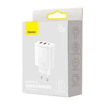 Kép 6/7 - Baseus kompakt gyorstöltő, 2xUSB, USB-C, PD, 3A, 30 W (fehér)