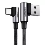 Kép 1/4 - UGREEN US176 USB-USB-C ferde kábel, 3A, 2m (fekete)