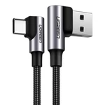 Kép 1/4 - UGREEN US176 USB-USB-C ferde kábel, 3A, 1m (fekete)